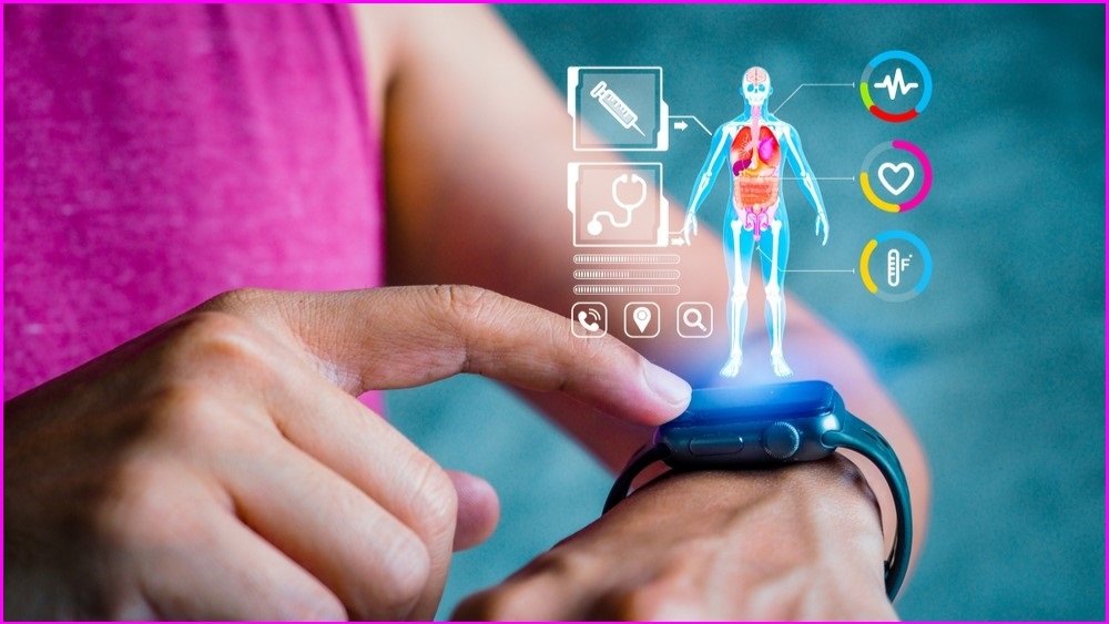 Person looking at health data on a smartwatch