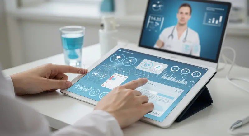 Telemedicine consultation on a tablet